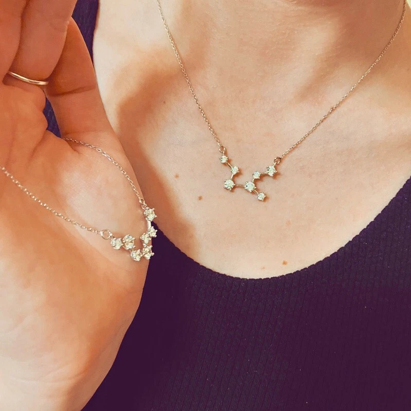 Collana argento 925 rodiato zirconi Costellazione segno zodiacale Capricorno - Immagine 3 di 4