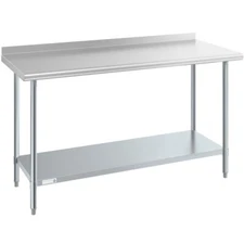 24"W x 60"L Stainless Steel Prep and Work Restaurant Table with Backsplash