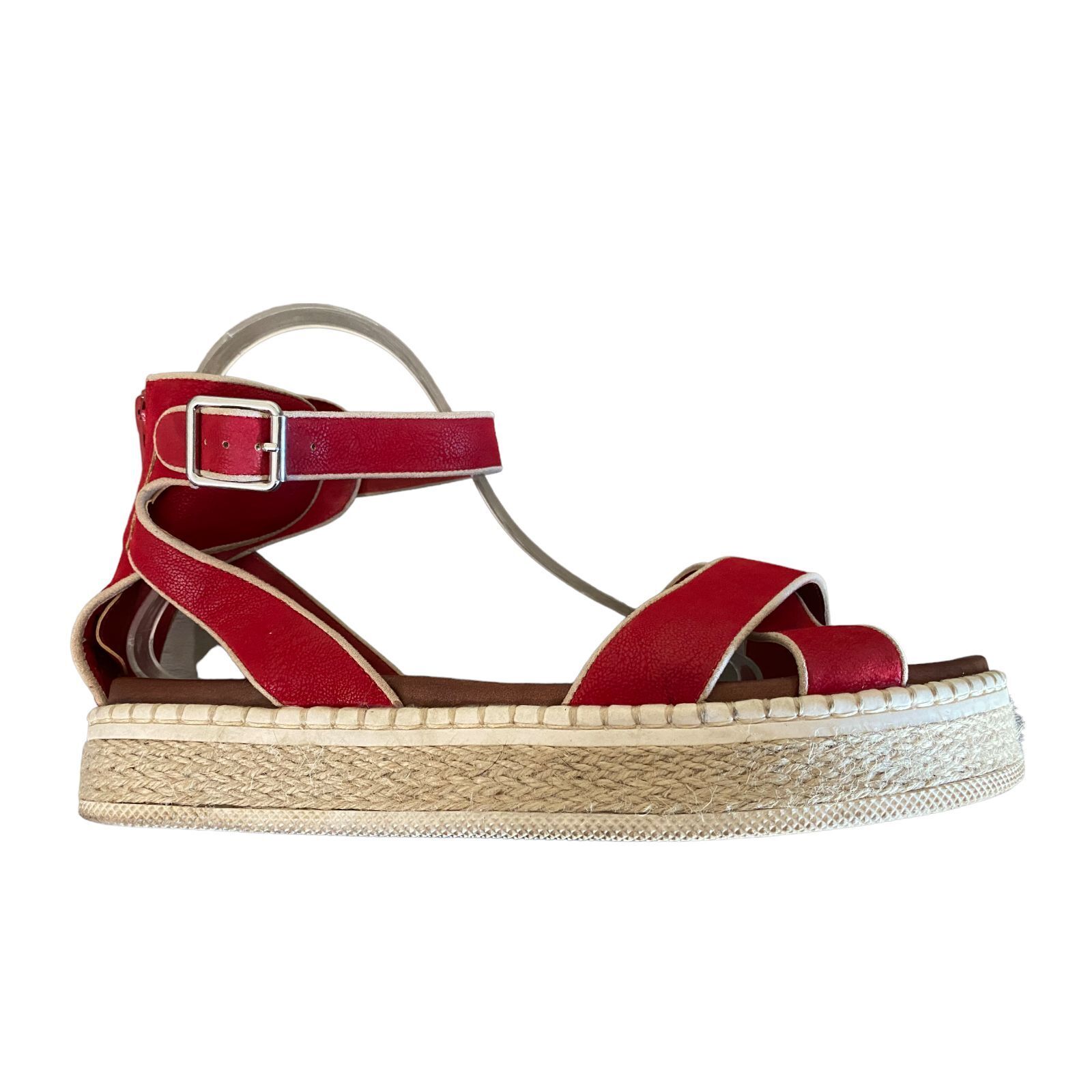 MIA Tonya Flatform Espadrilles Sandals in Red Str… - image 3