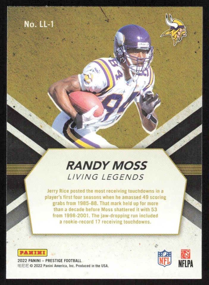2022 Panini Prestige Living Legends Randy Moss LL1 Minnesota Vikings
