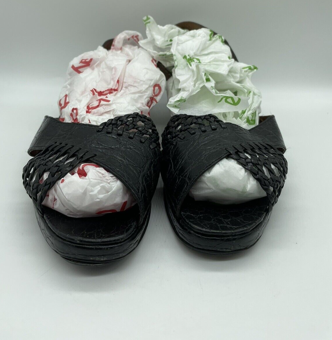 Vintage BALLY Shoes Women's Black Leather Wedges Slingback Sandals