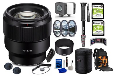 Sony FE 85mm f/1.8 Lens + Memory Card + Filter Kit + Professional Bundle