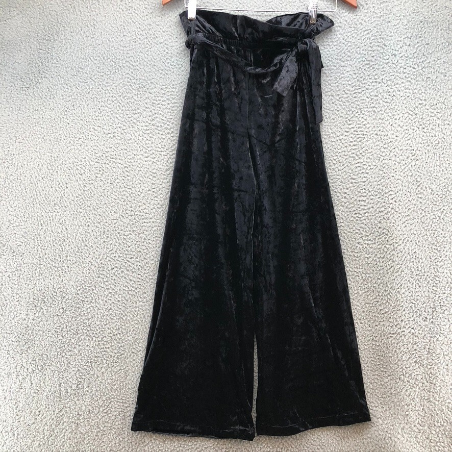 ALTRA & Other Stories Paperbag pantaloni velluto donna 2 neri vita alta gamba larga cintura