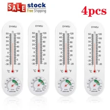 4PCS Wall Thermometer Indoor Outdoor Mount Garden Greenhouse Home Humidity Meter