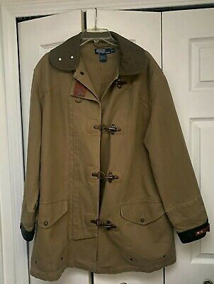 Polo Ralph Lauren Tan Cotton Leather Trim Hook Front Polo Ralph Lauren Tan Cotton Leather Trim Hook Front
