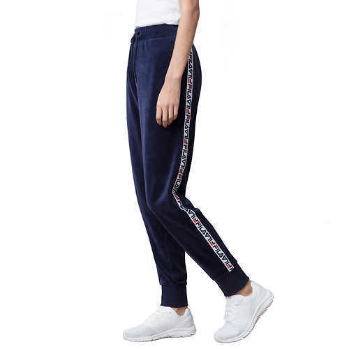 Dolly Velour Track Jogger Pants Navy 