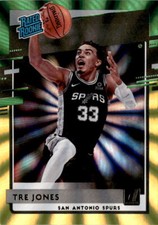 2020-21 Donruss #244 Tre Jones Holo Green and Yellow Laser San Antonio Spurs