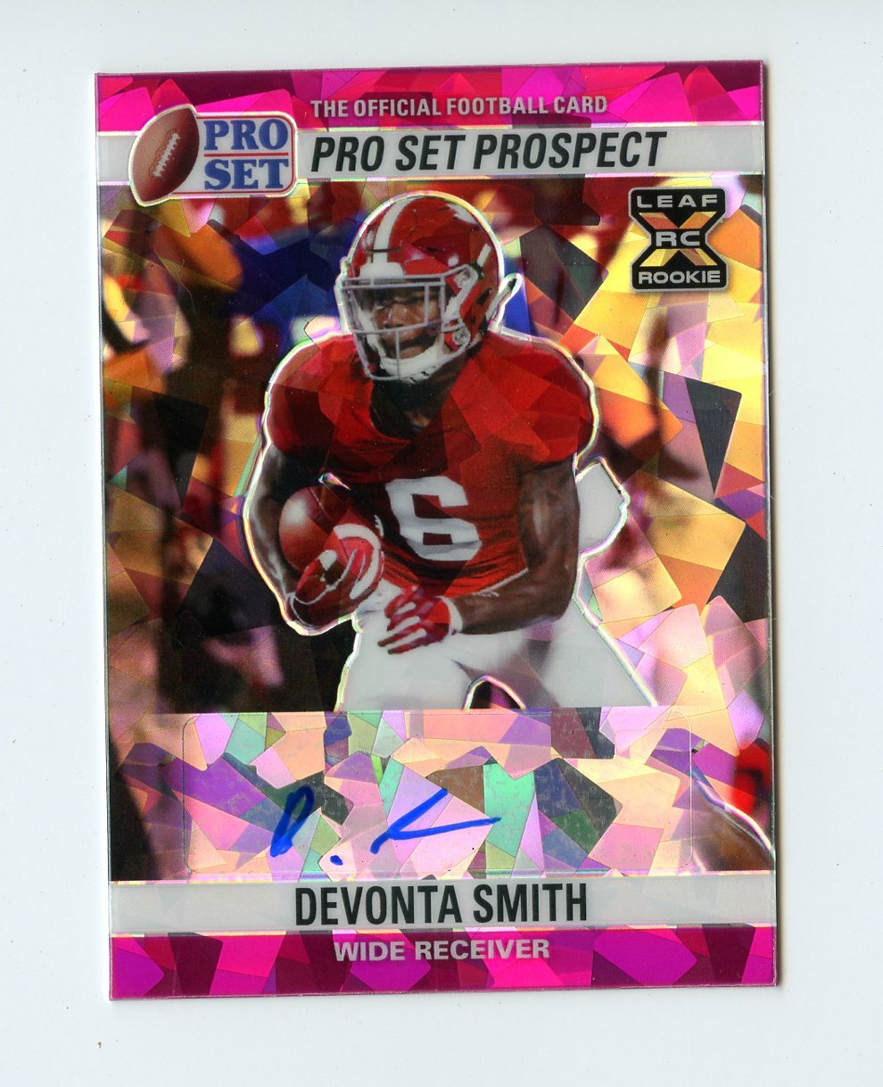 FILA D993 DEVONTA SMITH RC AUTO 2021 SET LEAF PRO RIFRATTORE ROSA 3 3 ALABAMA EAGLES