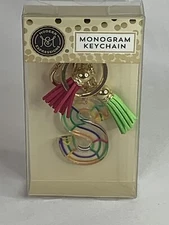 Modern Expressions Monogram Keychain "S” Red And Green Pom Pom Tassels