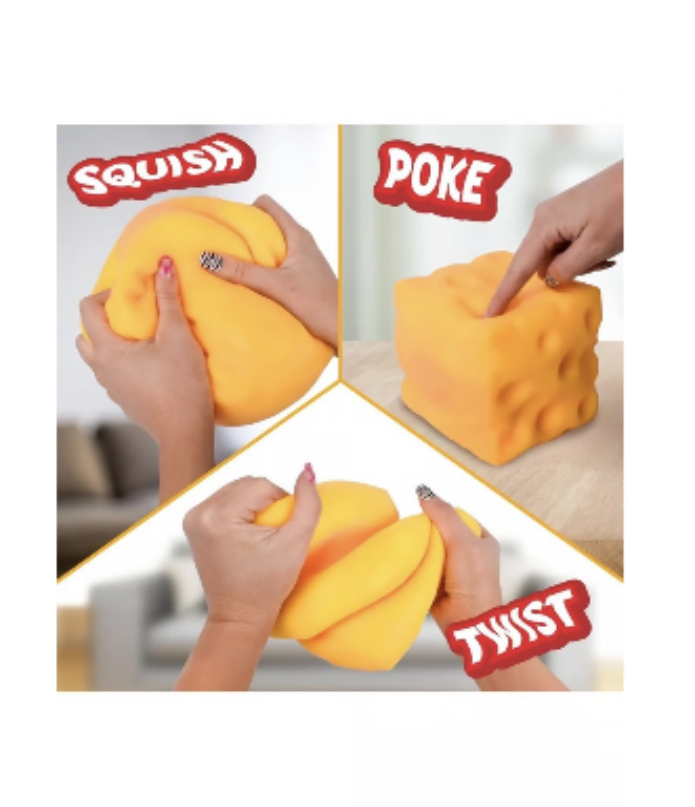 Giggle Zone Squeeze Cheese - Extra Large Squishy Block | Gag Gifts