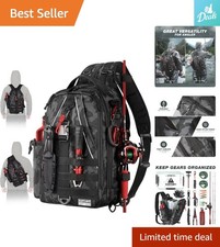 Stylish Black Camouflage Tackle Sling Bag for Men Women - Fishing Essential