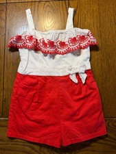 Janie and Jack Summer Daydream Eyelet Ruffle Colorblocked Romper Girls Size 3