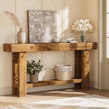 63" Solid Wood Farmhouse Entryway Console Table
