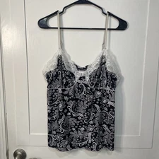 Studio Donatella Womens L Floral Lace Trim Fairy Babydoll Cami Y2K Whimsigoth