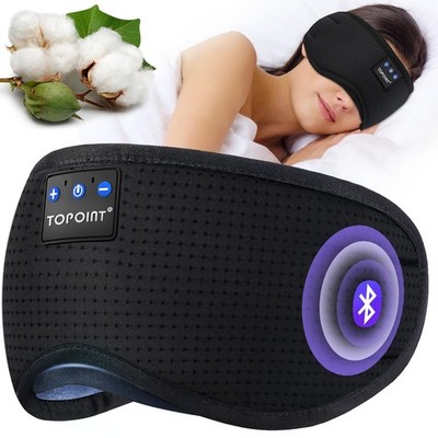 TOPOINT Sleep Mask Headphones Bluetooth Wireless 5.4, Breathable Cotton Eye M...