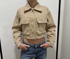COS utility womens cropped jacket cotton beige pockets size 32