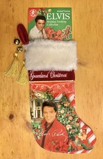 Elvis Presley Graceland Christmas Stocking Red Velvet Faux Fur Tassels Holiday