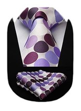 Polka Dot Ties for Men Classic 8.5cm / 3.4 inches in Width E-purple  White
