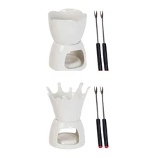 Chocolate Fondue Pot Dining Cookware Engagement Cheese Ceramic Butter Warmer