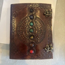 13" Large Genuine Leather Seven Stone Journal Classic Blank Diary Secure Book