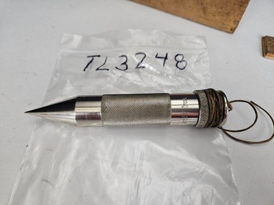STARRETT #177 6'' SOLID STEEL PLUMB BOB W/WOOD CASE USA (TL3248)