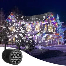 Christmas Snowflake Projector Laser Light LED Snowfall Landscape Xmas Decor Lamp