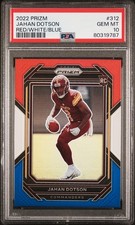 2022 Panini Prizm Jahan Dotson Red White Blue Rookie Card PSA 10 ?. rookie card picture