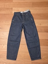 NWT Everlane Women's The Arc Jeans Raw Blue Size 25 Barrel Leg High Waist