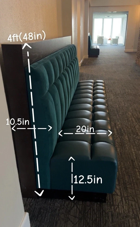 Turquoise Restaurant Style Bench With A Velvet Back Upholstery. Great Condition - Image 4 of 4