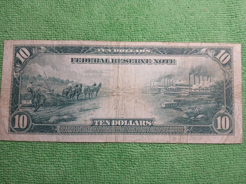 Fr.907a 1914 $10 Federal Reserve Note Boston  White/Mellon Large Note - Image 4 of 4