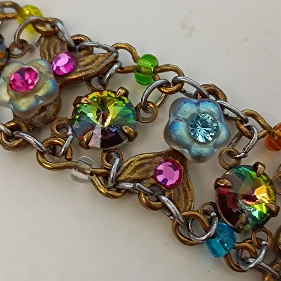 Браслет Michal Negrin с цветочными бусинами арбуз Rivoli радужный романтический винтажный - Изображение 3 из 4