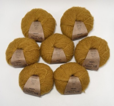 7 Skeins 25g Drops Brushed Alpaca Silk 77% Alpaca 23% Silk Uni Colour 19 Curry