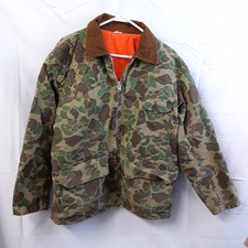 VTG Sears Roebuck Men's Hunting Jacket LARGE Camo Outdoor Pockets Reversible