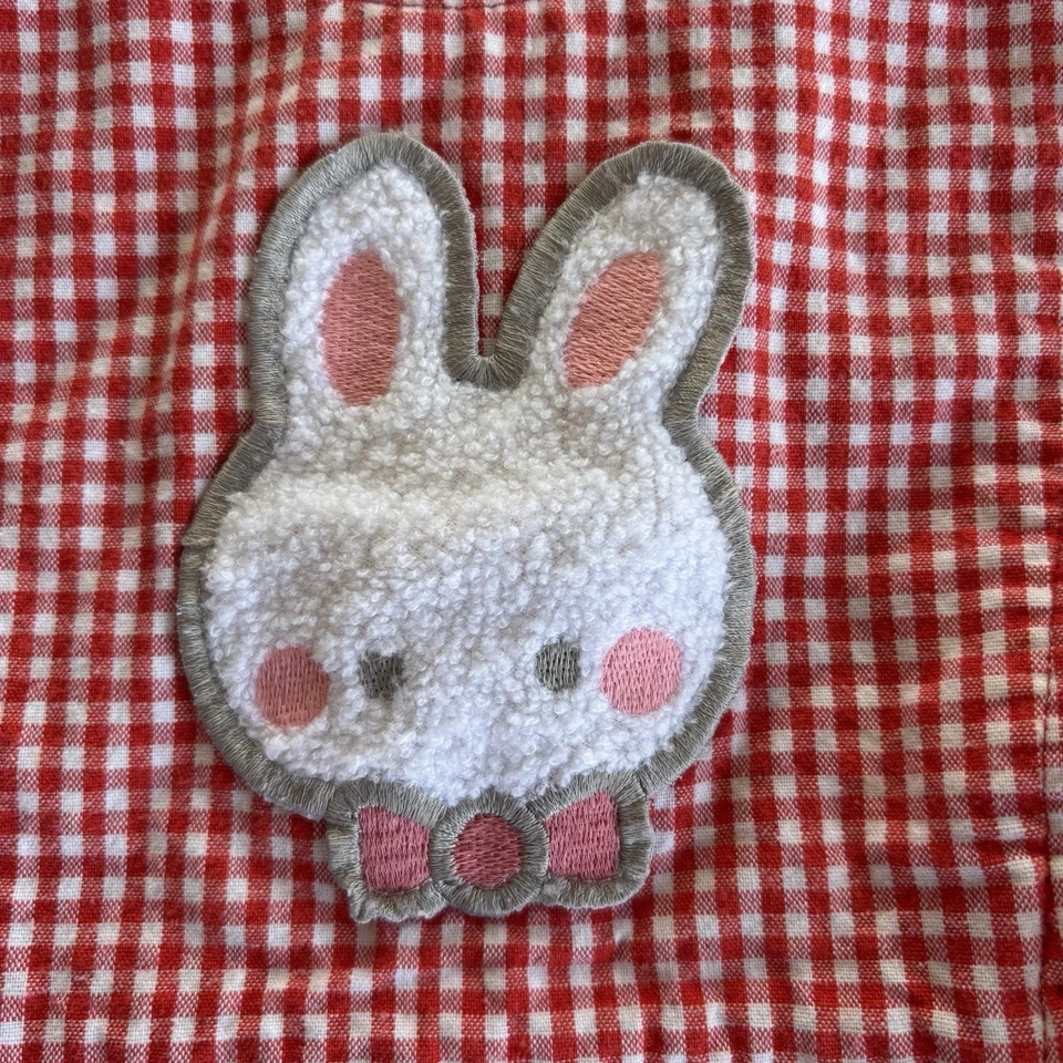 Delantal de guinga Sanrio Sugar Bunnies rojo blanco 90 cm 2T-3T algodón vintage Foto 4 de 4