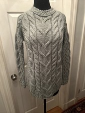 Blarney Woolen Mills Aran Wool Cable Crew Neck Sweater NWT Large
