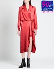 RRP €400 PINKO Satin Midi Wrap Dress IT40 US4 UK8 S Red Asymmetric