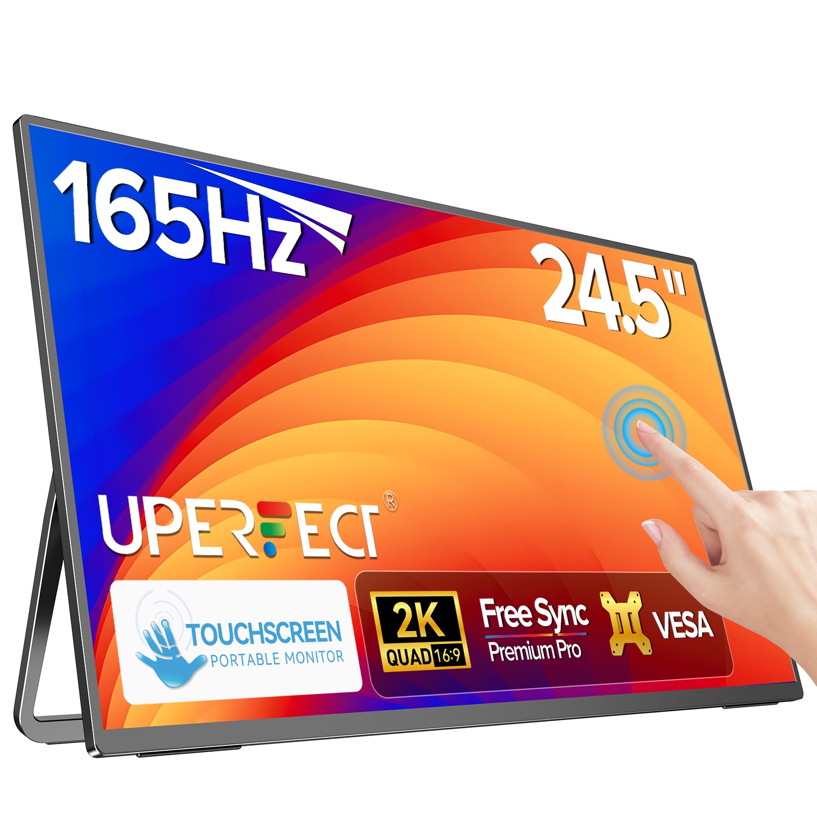 Monitor Gaming 24,5 Pollici 2K 165Hz 2560x1440 Touch Screen Schermo PC Portatile