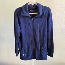 Under Armour ColdGear Full Zip Jacket Women's M Navy Thumbholes Pockets
