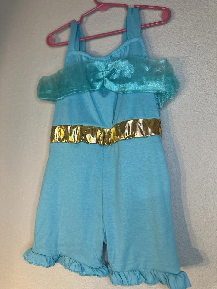 Mameluco Disney verde azulado y dorado princesa jazmín para niñas 3-4T nuevo con etiquetas Foto 2 de 4