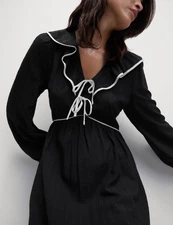 Marks & Spencer Womens Black Modal Blend Midi A line Women Dress - M&S