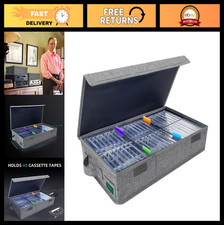 Cassette Tape Storage Box with Lids, Holds 48 Tapes, Organizer with Index Labels