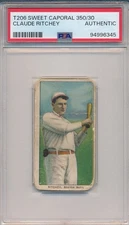 1910 T206 SWEET CAPORAL - CLAUDE RITCHEY - PSA A (SVSC) FRESHLY GRADED!