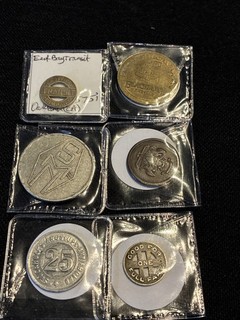 6 Transport Tokens Various Types See Pictures Some Unusual Ones Job Lot Bundle