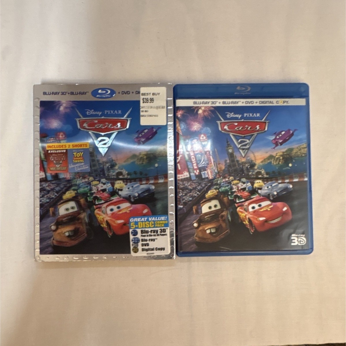 Disney Pixar Cars 2 Blu-ray 3D Blu-ray DVD Digital Copy 3D Combo