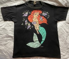 Vintage 90s Disney Little Mermaid T Shirt  Ariel, Seahorses  Black