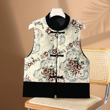 Women Chinese Style Vest Cardigan Sleeveless Gilet Jacket Floral Printed XL-5XL