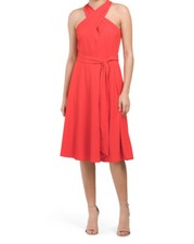 NEW TAHARI ASL RED FIT AND FLARE BELTED  MIDI DRESS SIZE 10 $148
