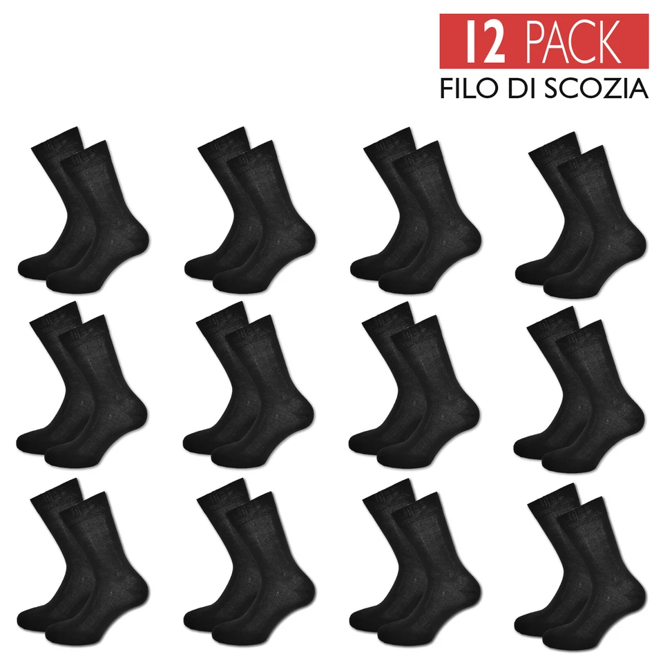 Set 12 Paia Calze Uomo Filo di Scozia Calzini Elasticizzati Cotone Leggero VEQUE - Immagine 4 di 4