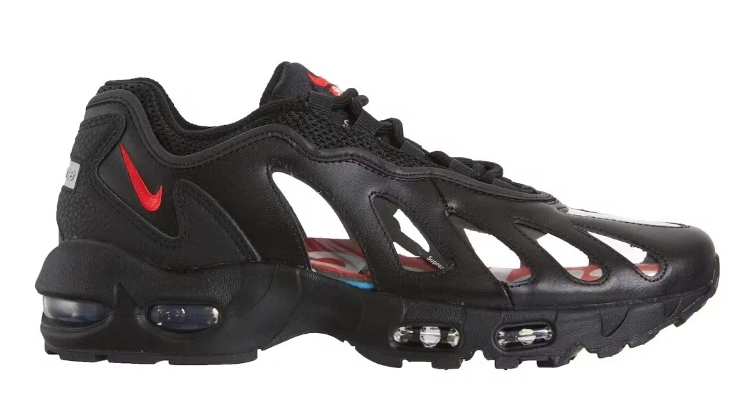 Nike Air Max 96 Supreme   noir/vitesse rouge clair Royaume Uni 9 flambant neuf. Rare ! UNIQUE !