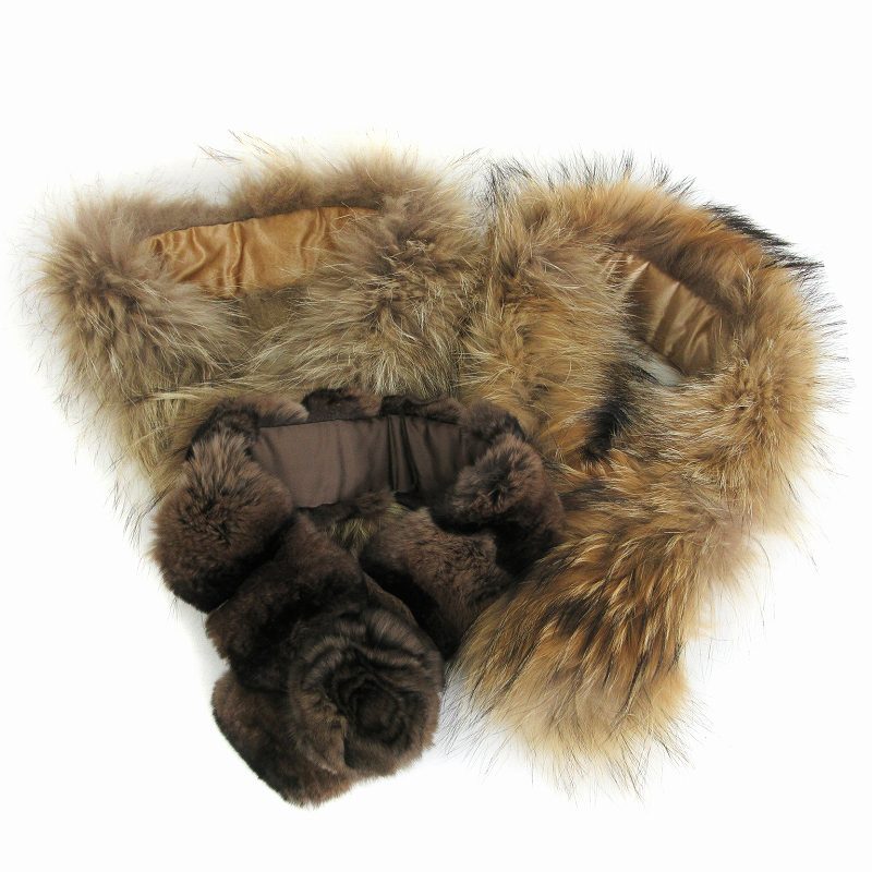 Lip Service Tippet Muffler 3 Piece Set Flower Motif Brown Ladies